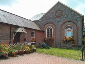 Church building with flowers